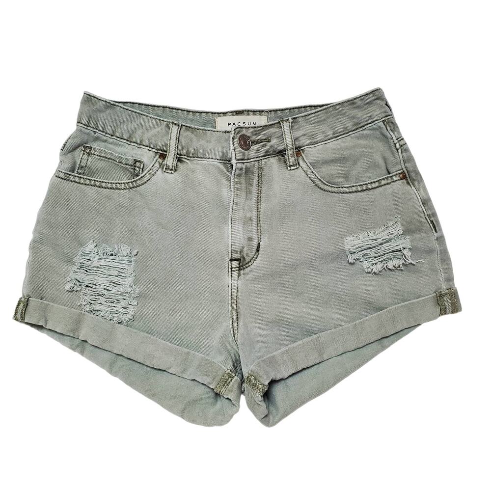 Pacsun Grey Distressed High Rise Shorts SZ 25